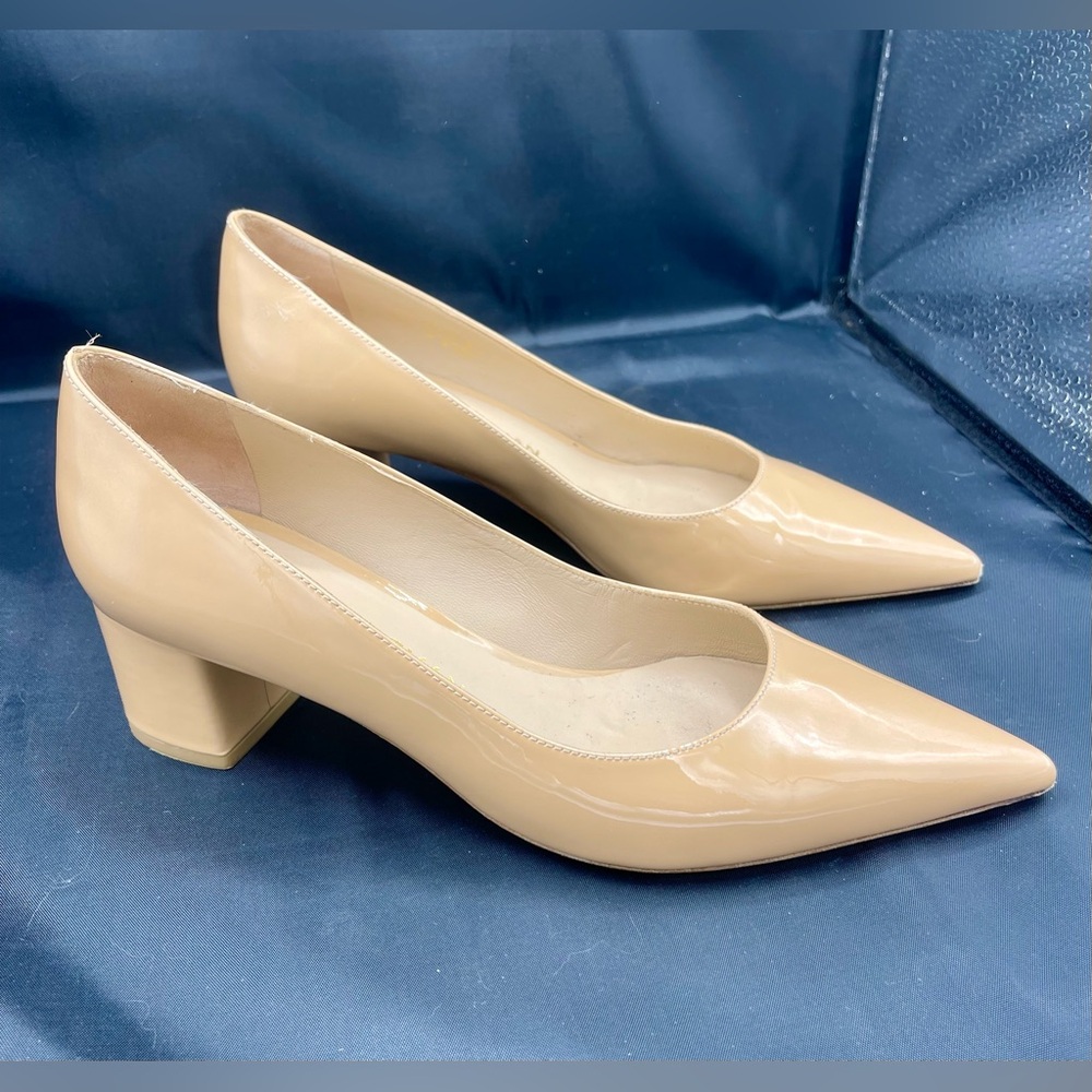 Stuart Weitzman Women’s Power 50MM Leather Block Heel Pumps in Adobe Beige 7.5 B
